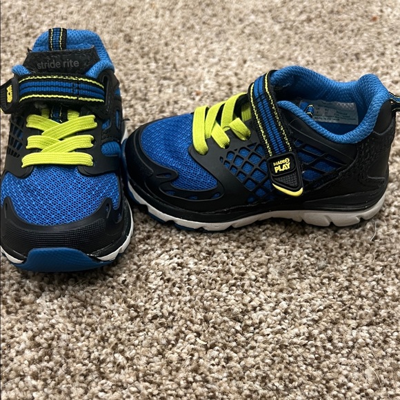 Stride Rite Kids Sneakers in Blue and Black with Neon Accents - Picture 1 of 6